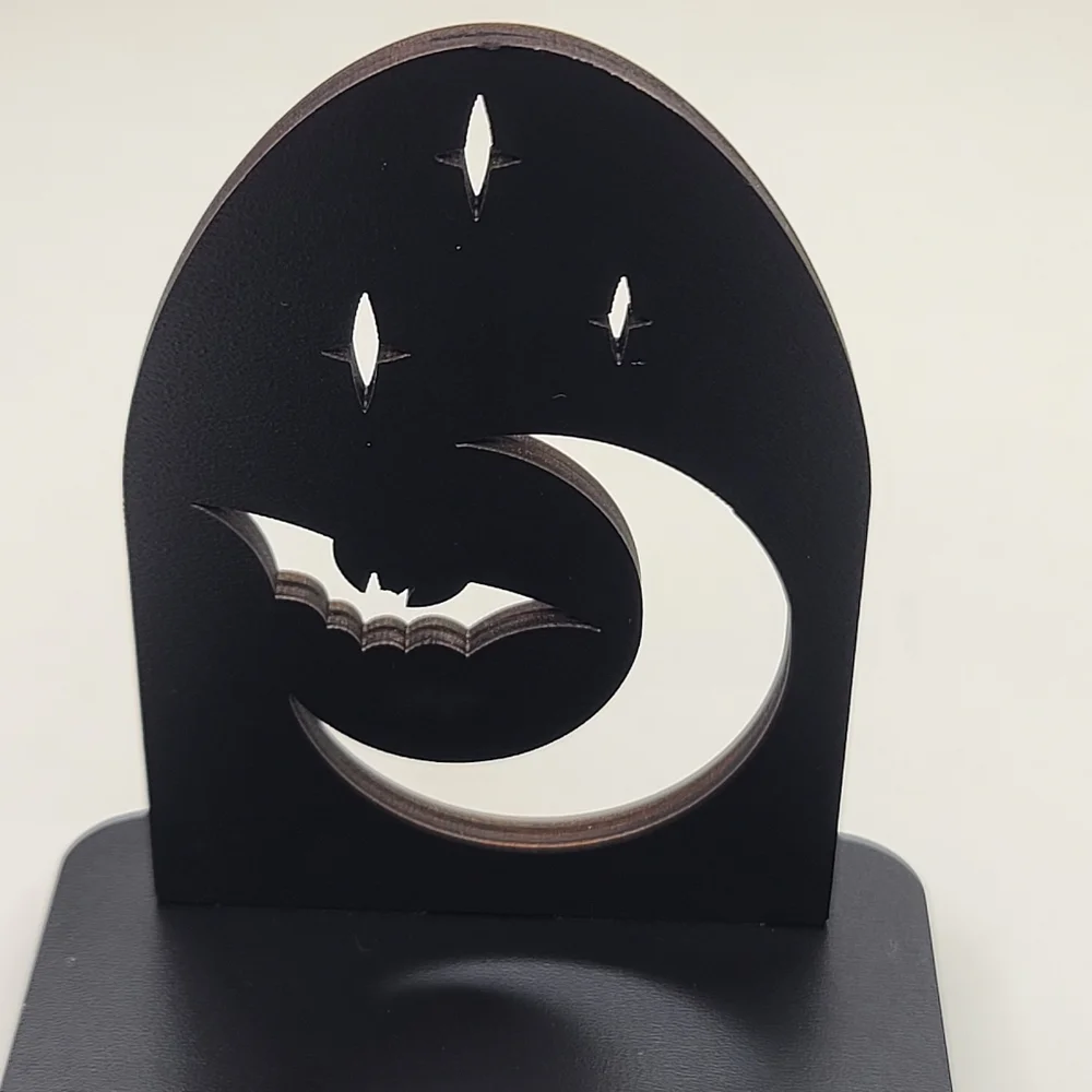 Display Stand Moon and Bat Shelf Book Stand Crystal Display Shelf 8×3 inches